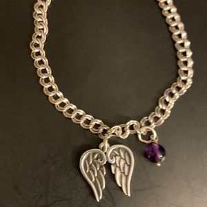 James Avery Bracelet with Angel Wing Charm and Purple Amethyst Charm